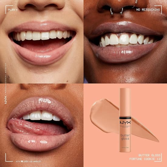 NYX PROFESSIONAL MAKEUP Butter Gloss FORTUNE COOKIE BLG13 lip lipgloss true nude - Health & Beauty:Makeup:Lips:Lip Gloss