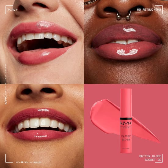 NYX PROFESSIONAL MAKEUP Butter Gloss SORBET BLG36 lip lipgloss coral1