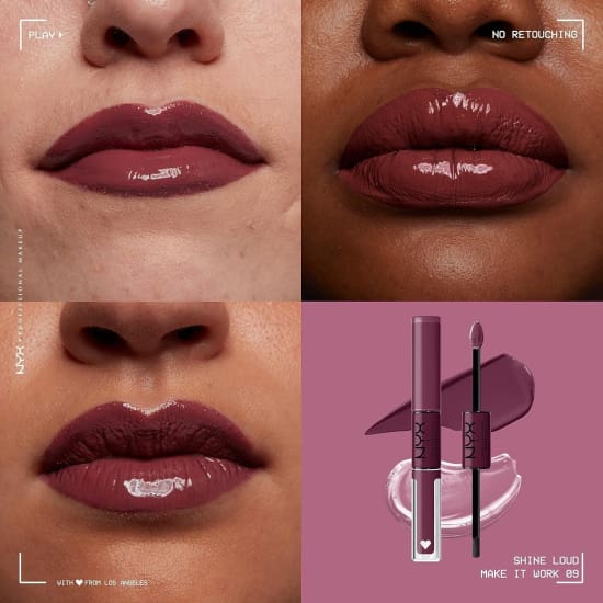NYX Shine Loud High Shine Liquid Lipstick MAKE IT WORK SLHP09 lipcolor + topcoat0