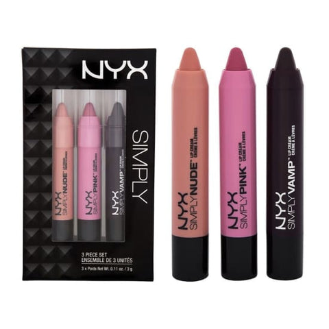 NYX Simply Lip Cream 3 Piece Set Fairest First Base She Devil lipstick simset02 - Health & Beauty:Makeup:Lips:Lip Plumper