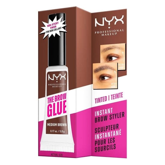 NYX The Brow Glue Eye Brow Gel MEDIUM BROWN TBG03 eyebrow tinted instant styler - Health & Beauty:Makeup:Eyes:Eyebrow Liner & Definition