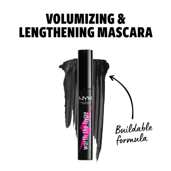 NYX Worth The Hype Volume & Lengthening Mascara BLACK WTHM01 buildable washable - Health & Beauty:Makeup:Eyes:Mascara