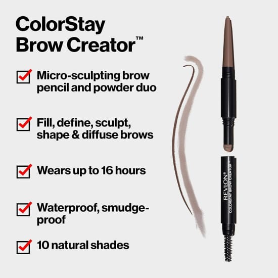 Revlon Colorstay Brow Creator Pencil DARK BROWN 610 crayon + powder3