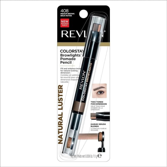 REVLON Colorstay Browlights Pomade Pencil MEDIUM BROWN 408 eyebrow Eye Brow - Health & Beauty:Makeup:Eyes:Eyebrow Liner & Definition