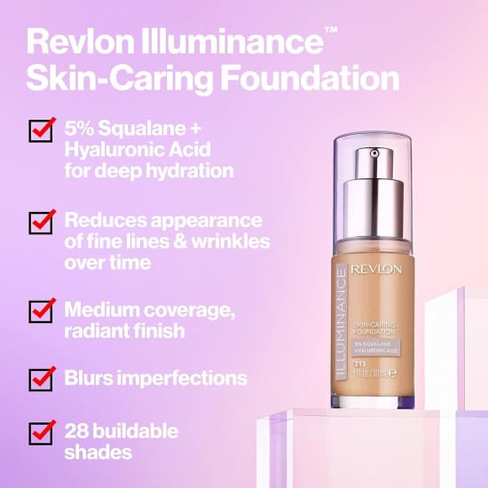 REVLON Illuminance Skin Caring Foundation BEIGE 217 squalane hyaluronic1