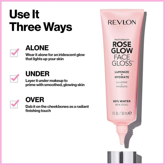REVLON Photoready Rose Glow Face Gloss Luminize & Hydrate NEW base 30mL1