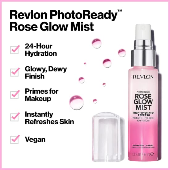 REVLON Photoready Rose Glow Face MIST Prep, Hydrate & Refresh base 36mL spray pr3