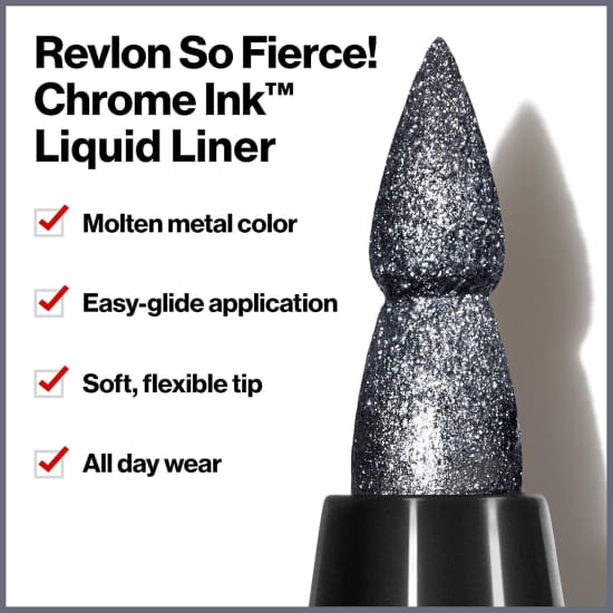 REVLON So Fierce Chrome Ink Liquid EyeLiner Eye Liner GUNMETAL 9012