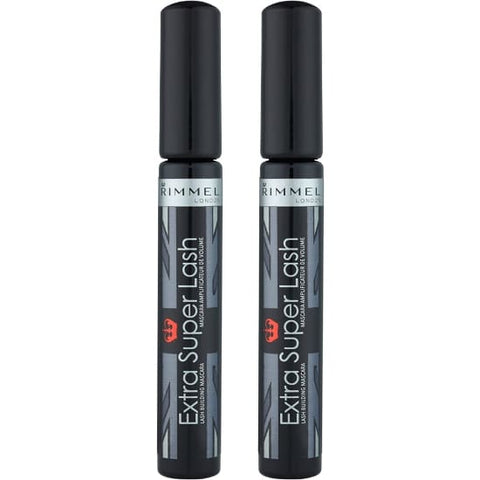 2 Tubes RIMMEL Extra Super Lash Mascara BLACK 101 value pack thicken lengthen - Health & Beauty:Makeup:Eyes:Mascara
