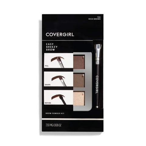 COVERGIRL Easy Breezy Brow Powder Kit RICH BROWN 705 eyebrow eye - Health & Beauty:Makeup:Eyes:Eyebrow Liner & Definition