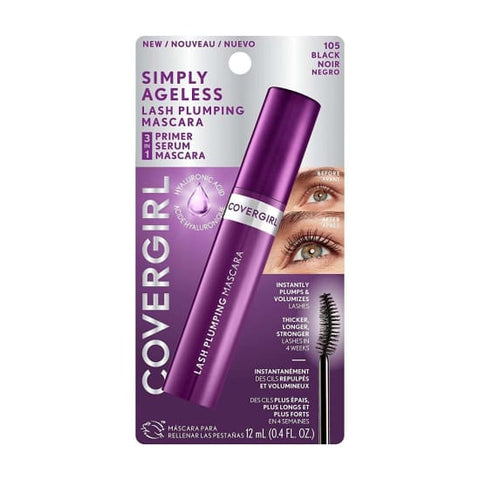 COVERGIRL Simply Ageless Lash Plumping Mascara CHOOSE Hyaluronic - 105 Black Washable - Health & Beauty:Makeup:Eyes:Mascara