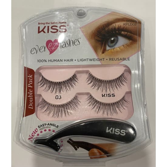 KISS Ever Ez Double Pack False Eyelashes Style 03 strip lash + applicator - Health & Beauty:Makeup:Eyes:Eyelash Extensions