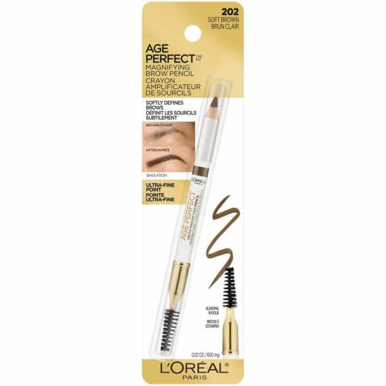 LOREAL Age Perfect Magnifying Brow Pencil Crayon CHOOSE blonde auburn brown - 202 Soft Brown - Health & Beauty:Makeup:Eyes:Eyebrow Liner & 