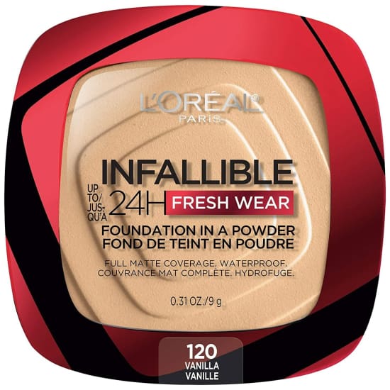 LOREAL Infallible 24Hr Fresh Wear Foundation in a Powder CHOOSE COLOUR New - 120 Vanilla - Health & Beauty:Makeup:Face:Foundation