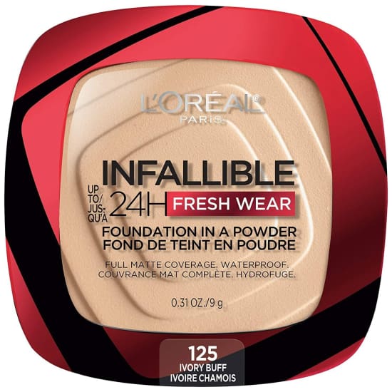 LOREAL Infallible 24Hr Fresh Wear Foundation in a Powder CHOOSE COLOUR New - 125 Ivory Buff - Health & Beauty:Makeup:Face:Foundation