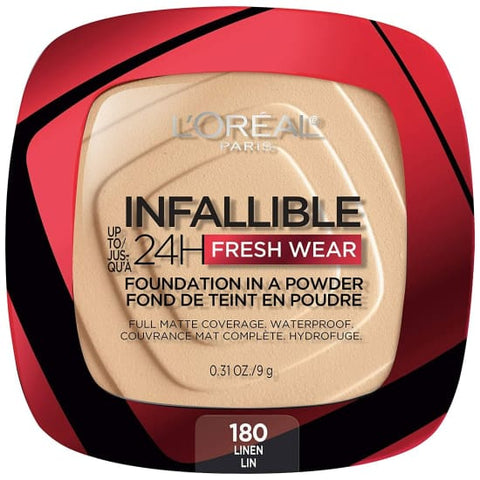 LOREAL Infallible 24Hr Fresh Wear Foundation in a Powder CHOOSE COLOUR New - 180 Linen - Health & Beauty:Makeup:Face:Foundation