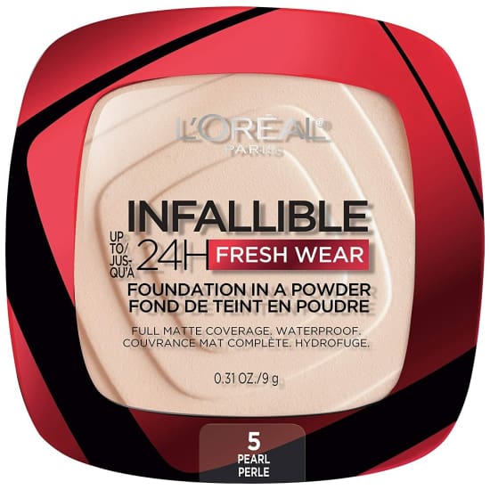LOREAL Infallible 24Hr Fresh Wear Foundation in a Powder CHOOSE COLOUR New - 5 Pearl - Health & Beauty:Makeup:Face:Foundation