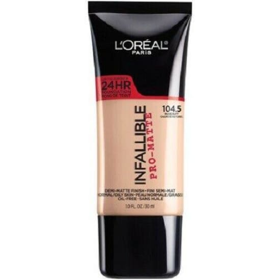 LOREAL Infallible Pro-Matte Liquid Longwear Foundation CHOOSE YOUR COLOUR 30mL - 104.5 Nude Buff - Health & Beauty:Makeup:Face:Foundation
