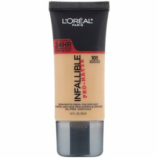 LOREAL Infallible Pro-Matte Liquid Longwear Foundation CHOOSE YOUR COLOUR 30mL - 105 Natural Beige - Health & Beauty:Makeup:Face:Foundation