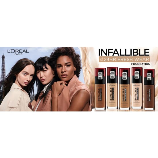 LOREAL Infallible Up to 24 Hour Fresh Wear Foundation CHOOSE COLOUR 30mL - 390 Snow - Health & Beauty:Makeup:Face:Foundation