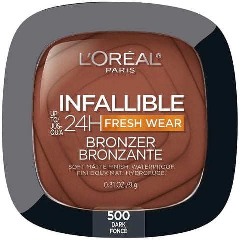 LOREAL Infallible Up To 24Hr Fresh Eear Powder Bronzer CHOOSE COLOUR - Dark 500 - Health & Beauty:Makeup:Face:Bronzer Contour & Highlighter