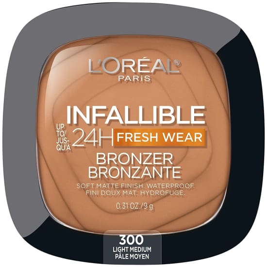 LOREAL Infallible Up To 24Hr Fresh Eear Powder Bronzer CHOOSE COLOUR - Light Medium 300 - Health & Beauty:Makeup:Face:Bronzer Contour & 