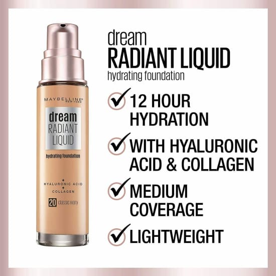 MAYBELLINE Dream Radiant Liquid Hydrating Foundation CHOOSE YOUR COLOUR New - Health & Beauty:Makeup:Face:Foundation