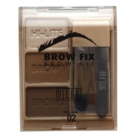 MILANI Brow Fix Kit MEDIUM 02 new vegan eye eyebrow powder tweezer sponge brush - Health & Beauty:Makeup:Eyes:Eyebrow Liner & Definition