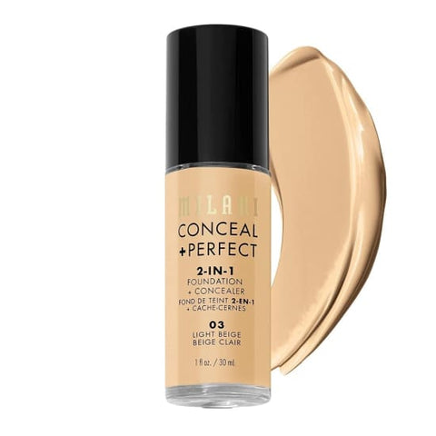 MILANI Conceal + Perfect 2-In-1 Foundation + Concealer LIGHT BEIGE 03 pump - Health & Beauty:Makeup:Face:Foundation