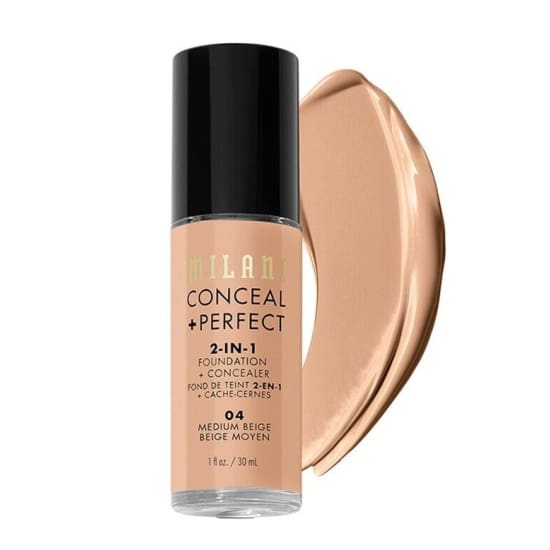 MILANI Conceal + Perfect 2-In-1 Foundation + Concealer MEDIUM BEIGE 04 pump - Health & Beauty:Makeup:Face:Foundation