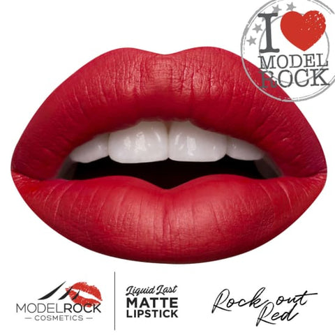 MODELROCK Liquid to Matte Lipstick ROCK OUT RED model rock lipcolour last Vegan - Health & Beauty:Makeup:Lips:Lipstick
